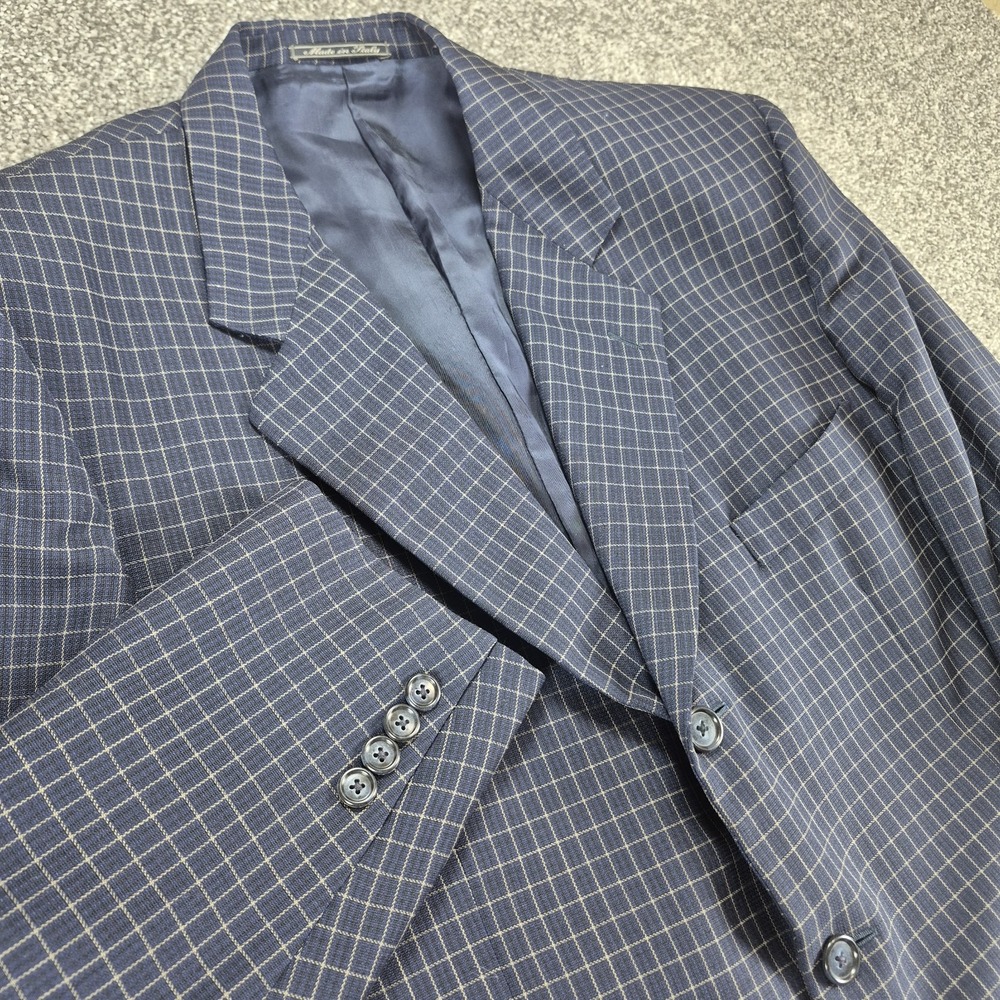 Corneliani‎ Vogue Check Blazer Men's 52L Navy Wool Made In Italy